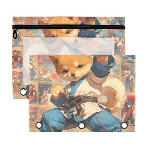 Cartoon-Bindertaschen mit süßem Kung-Fu-Hund, coole Reißverschluss-Tasche mit transparentem Fenster, Reißverschlusstasche mit Reißverschluss, verstärkte Ösen, 3 Ringe, Schule, Klasse, Büro, Organizer Cartoon-Bindertaschen mit süßem Kung-Fu-Hund, coole Reißverschluss-Tasche mit transparentem Fenster, Reißverschlusstasche mit Reißverschluss, verstärkte Ösen, 3 Ringe, Schule, Klasse, Büro, Organizer von Yoogain