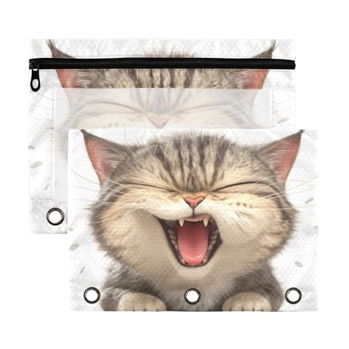 Cartoon-Bindertaschen mit wütender Katze, 3 Ringe mit transparentem Fenster, in verschiedenen Farben, 3 Ringe, Ordnertasche für Klassenzimmer, Schule, Büro, mehrfarbig, 2 Stück Cartoon-Bindertaschen mit wütender Katze, 3 Ringe mit transparentem Fenster, in verschiedenen Farben, 3 Ringe, Ordnertasche für Klassenzimmer, Schule, Büro, mehrfarbig, 2 Stück von Yoogain
