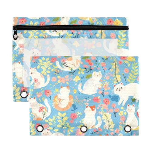 Fresh Spring Bunte Katzen-Reißverschlussbeutel mit transparentem Fenster mit Reißverschluss, verstärkte Ösen, Ordner, 3 Ringe, für Schule, Büro und Zuhause, mehrfarbig, 2 Stück Fresh Spring Bunte Katzen-Reißverschlussbeutel mit transparentem Fenster mit Reißverschluss, verstärkte Ösen, Ordner, 3 Ringe, für Schule, Büro und Zuhause, mehrfarbig, 2 Stück von Yoogain