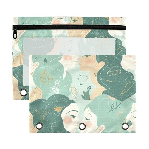 Green Gemini Cute Anime Girl 3 Ringe Reißverschlussbeutel mit Sichtfenster, groß und stabil, 3 Ringe, Ordner für Bürobedarf, mehrfarbig, 2 Stück Green Gemini Cute Anime Girl 3 Ringe Reißverschlussbeutel mit Sichtfenster, groß und stabil, 3 Ringe, Ordner für Bürobedarf, mehrfarbig, 2 Stück von Yoogain
