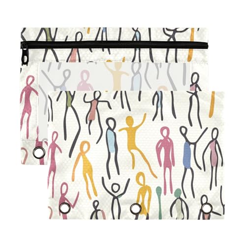 Kunst-Stick-Figuren, niedlich, helle Farbe, 3 Ringe mit Reißverschluss und transparenten Fensterringen, groß und stabil, 3 Ringe, Ordner, Schule, Klasse, Büro, Organizer, mehrfarbig, 2 Stück Kunst-Stick-Figuren, niedlich, helle Farbe, 3 Ringe mit Reißverschluss und transparenten Fensterringen, groß und stabil, 3 Ringe, Ordner, Schule, Klasse, Büro, Organizer, mehrfarbig, 2 Stück von Yoogain