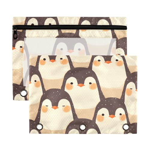 Niedliche Cartoon-Pinguin-Taschen mit transparentem Fenster, Reißverschluss, große und stabile Taschenordner für 3 Schulklassen, Büro, Organizer, mehrfarbig, 2 Stück Niedliche Cartoon-Pinguin-Taschen mit transparentem Fenster, Reißverschluss, große und stabile Taschenordner für 3 Schulklassen, Büro, Organizer, mehrfarbig, 2 Stück von Yoogain