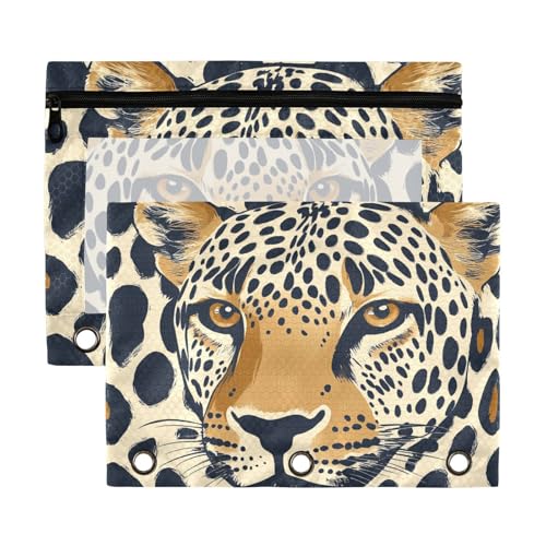 Ordnertaschen mit Leopardenmuster, 3 Ringe, mit transparentem Fenster, weich in verschiedenen Farben, 3-Loch-Ordner für Schule, Büro und Zuhause, mehrfarbig, 2 Stück Ordnertaschen mit Leopardenmuster, 3 Ringe, mit transparentem Fenster, weich in verschiedenen Farben, 3-Loch-Ordner für Schule, Büro und Zuhause, mehrfarbig, 2 Stück von Yoogain