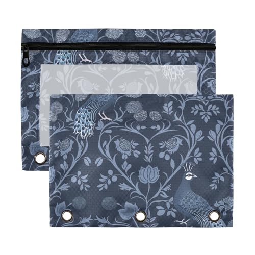 William Morris Schultaschen im Pfauen-Stil, mit transparentem Fenster, Ordner mit Reißverschluss, verstärkte Ösen, 3 Ringe, Ordnertasche für Schule, Studenten, Lehrer, Dunkelblau William Morris Schultaschen im Pfauen-Stil, mit transparentem Fenster, Ordner mit Reißverschluss, verstärkte Ösen, 3 Ringe, Ordnertasche für Schule, Studenten, Lehrer, Dunkelblau von Yoogain
