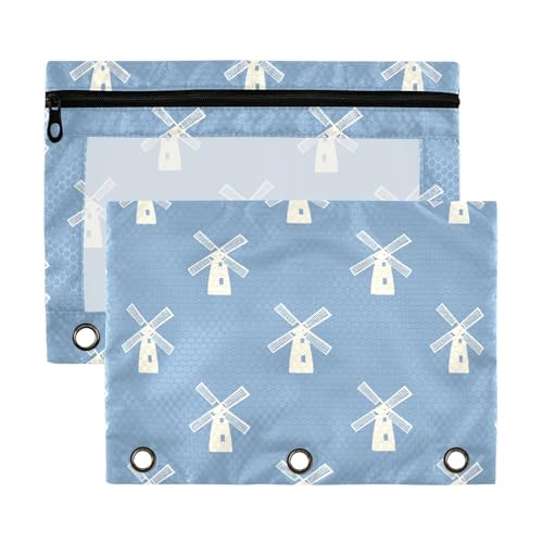 Windmühlen-Ordnertaschen mit Reißverschluss, durchsichtiges Fenster, Tasche mit Reißverschluss, verstärkte Ösen, 3 Ringe, Ordner zur Aufbewahrung von Schulstudenten, Lehrerbedarf, mehrfarbig, 2 Stück Windmühlen-Ordnertaschen mit Reißverschluss, durchsichtiges Fenster, Tasche mit Reißverschluss, verstärkte Ösen, 3 Ringe, Ordner zur Aufbewahrung von Schulstudenten, Lehrerbedarf, mehrfarbig, 2 Stück von Yoogain