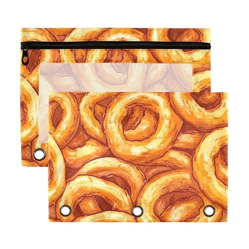 Yummy Fried Onion Rings Cartoon Zipper Pouch for 3 Rings Binder with Clear Window Color Clear Window & Grommets 3 Rings for Classroom School Office Supplies Yummy Fried Onion Rings Cartoon Zipper Pouch for 3 Rings Binder with Clear Window Color Clear Window & Grommets 3 Rings for Classroom School Office Supplies von Yoogain