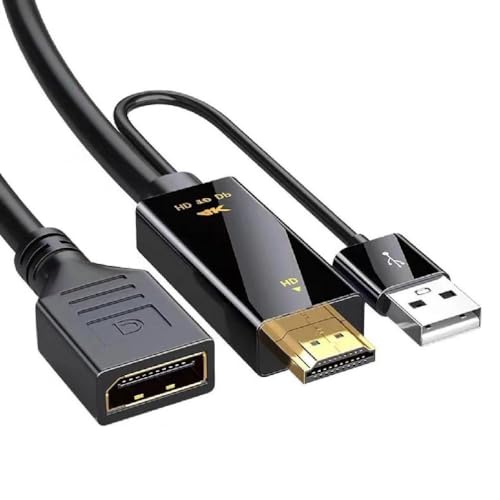 Yooghuge Neu Entwickeltes Kompatibles 2.0-zu DP1.2-Kabel Unterstützt 4K60Hz 2K120Hz Perfekt Für Heim Video Systeme. HDMI2.0-zu DP1.2-Konverter. Kompatibler DisplayPort Anschluss Mit USB von Yooghuge