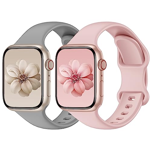 Yoohoo 2 Stück Silikon Armbänder kompatibel mit Apple Watch Armband 40mm 41mm 44mm 45mm 49mm 38mm 42mm für Damen Herren,Sport Ersatzarmband für iWatch Series 9 8 7 6 5 4 3 2 1 SE Ultra Ultra2 von Yoohoo