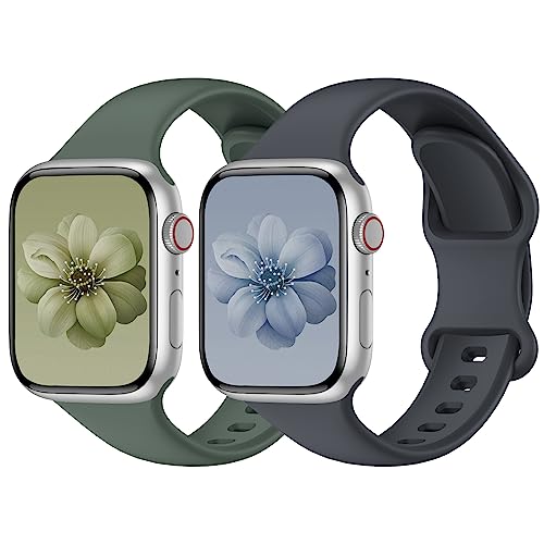 Yoohoo 2 Stück Silikon Armbänder kompatibel mit Apple Watch Armband 40mm 41mm 44mm 45mm 49mm 38mm 42mm für Damen Herren,Sport Ersatzarmband für iWatch Series 9 8 7 6 5 4 3 2 1 SE Ultra Ultra2 von Yoohoo