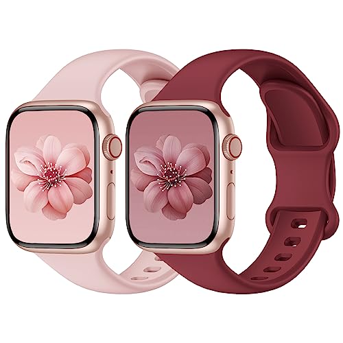 Yoohoo 2 Stück Silikon Armbänder kompatibel mit Apple Watch Armband 40mm 41mm 42mm 44mm 45mm 46mm 49mm für Damen Herren,Sport Ersatzarmband für iWatch SE Series 10 9 8 7 6 5 4 3 2 1 Ultra Ultra2 von Yoohoo