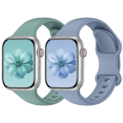 Yoohoo 2 Stück Silikon Armbänder kompatibel mit Apple Watch Armband 40mm 41mm 44mm 45mm 49mm 38mm 42mm für Damen Herren,Sport Ersatzarmband für iWatch Series 9 8 7 6 5 4 3 2 1 SE Ultra Ultra2 von Yoohoo