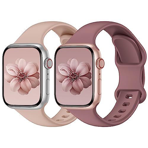 Yoohoo 2 Stück Silikon Armbänder kompatibel mit Apple Watch Armband 40mm 41mm 44mm 45mm 49mm 38mm 42mm für Damen Herren,Sport Ersatzarmband für iWatch Series 9 8 7 6 5 4 3 2 1 SE Ultra Ultra2 von Yoohoo