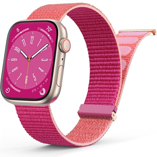 Yoohoo Nylon Armband Kompatibel mit Apple Watch Armband 44mm 45mm 49mm 40mm 41mm 42mm 38mm für Herren/Damen, Verstellbare Sport Armband kompatibel für iWatch SE Ultra2 Ultra Series 9 8 7 6 5 4 3 2 1 von Yoohoo