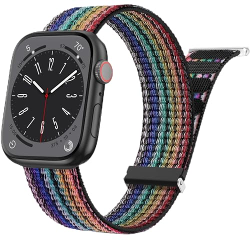 Yoohoo Nylon Armband Kompatibel mit Apple Watch Armband 44mm 45mm 49mm 40mm 41mm 42mm 38mm für Herren/Damen, Verstellbare Sport Armband kompatibel für iWatch SE Ultra2 Ultra Series 9 8 7 6 5 4 3 2 1 von Yoohoo