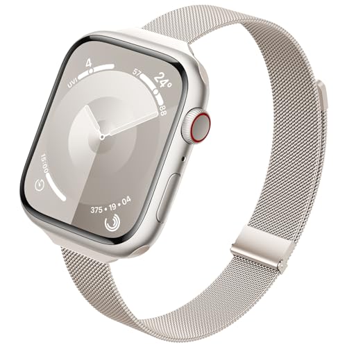 Yoohoo Schmales Armband Kompatibel mit Apple Watch Armband 38mm 40mm 41mm 42mm 44mm 45mm 49mm für Damen/Herren,Magnetisch Metall Edelstahl Armband für iWatch SE Series 9 8 7 6 5 4 3 2 1,Polarstern von Yoohoo