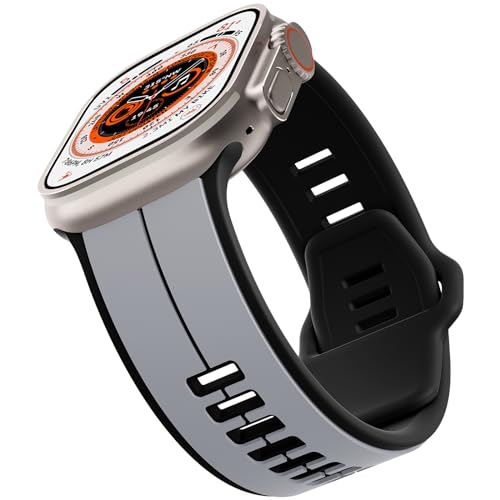 Yoohoo Silikon Armbänder kompatibel mit Apple Watch Armband 49mm 45mm 44mm 42mm für Herren,Sport Ersatzarmband für iWatch Ultra2 Ultra SE Series 9 8 7 6 5 4 3 2 1 von Yoohoo