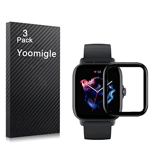 Yoomigle 3 Stück kompatibel mit Amazfit GTS3 Displayschutzfolie für Amazfit GTS 3 Smart Watch Displayschutzfolien Folien 3D Vollständige Abdeckung Bildschirmabdeckung Crystal Clear Anti-Scratch von Yoomigle