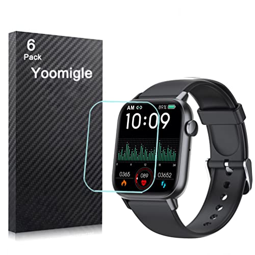 Yoomigle 6 Stück kompatibel mit GT HITGX 4,4 cm (1,72 Zoll) Displayschutzfolie für 4,4 cm (1,72 Zoll) Smartwatch, Folienabdeckung, kristallklar, HD, kratzfest, Anti-Fingerabdruck von Yoomigle