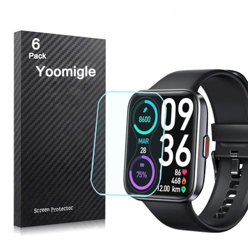 Yoomigle 6 Stück kompatibel mit Tensky ID208 Plus 4,6 cm Displayschutzfolie für Woneligo ID208Plus 4,6 cm Smartwatch, Displayschutzfolien, Bildschirmabdeckung, kristallklar, HD, kratzfest, 6 Stück von Yoomigle