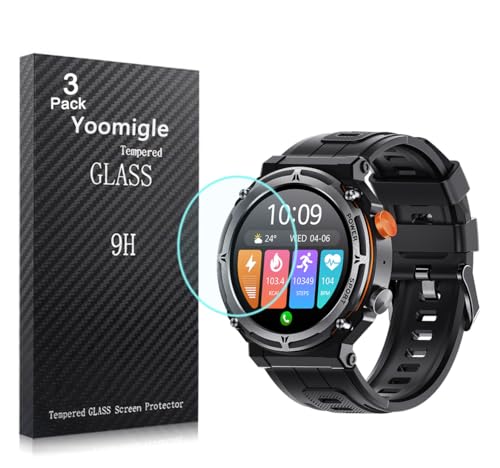 Yoomigle Displayschutzfolie aus gehärtetem Glas, kompatibel mit VIRAN Smartwatch C21 Pro, 3,5 cm (1,3 Zoll), 3,5 cm (1,3 Zoll) Smartwatch, Displayschutzfolien, Glas, kratzfest, keine Blasen, 3 Stück von Yoomigle