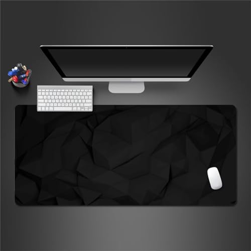 Gaming Mauspad Geometrisch Schwarz,Große XXL Mousepad 1000x500x2mm,Schreibtisch Protector Matte mit Anti-Rutsch Basis,Vernähte Kanten Mouse Pad wasserdicht und langlebig für Gaming,Büro,Zuhause von Yoonqun