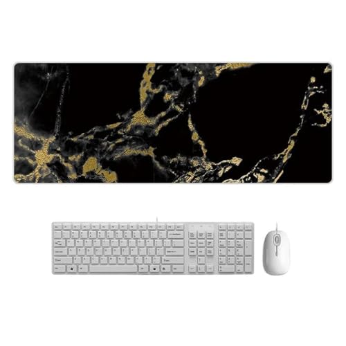 Gaming Mauspad Gold Schwarz,Große XXL Mousepad 1200x600x3mm,Schreibtisch Protector Matte mit Anti-Rutsch Basis,Vernähte Kanten Mouse Pad wasserdicht und langlebig für Gaming,Büro,Zuhause von Yoonqun