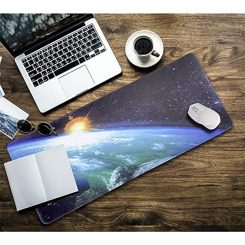 Gaming Mauspad Weltraum Planet,Große XXL Mousepad 1000x500x2mm,Schreibtisch Protector Matte mit Anti-Rutsch Basis,Vernähte Kanten Mouse Pad wasserdicht und langlebig für Gaming,Büro,Zuhause von Yoonqun