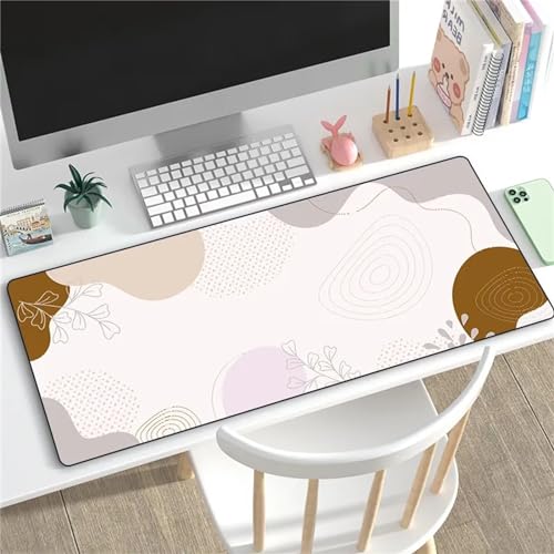 Gaming Mauspad XXL Braune Linie,800x400x2mm Mousepad Große Vernähte Kanten rutschfest Schreibtischunterlage Verbessert Präzision und Geschwindigkei Mousepad für PC Gamer Büro von Yoonqun