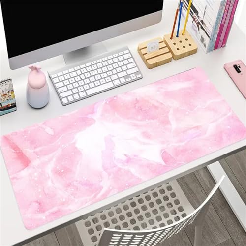 Gaming Mauspad XXL Marmor Rosa,1200x600x2mm Mousepad Große Vernähte Kanten rutschfest Schreibtischunterlage Verbessert Präzision und Geschwindigkei Mousepad für PC Gamer Büro von Yoonqun