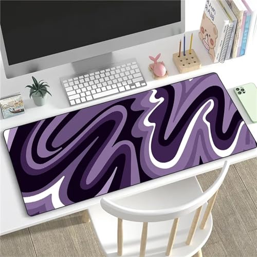 Gaming Mauspad XXL Schwarz Lila Abstrakt,700x400x2mm Mousepad Große Vernähte Kanten rutschfest Schreibtischunterlage Verbessert Präzision und Geschwindigkei Mousepad für PC Gamer Büro von Yoonqun