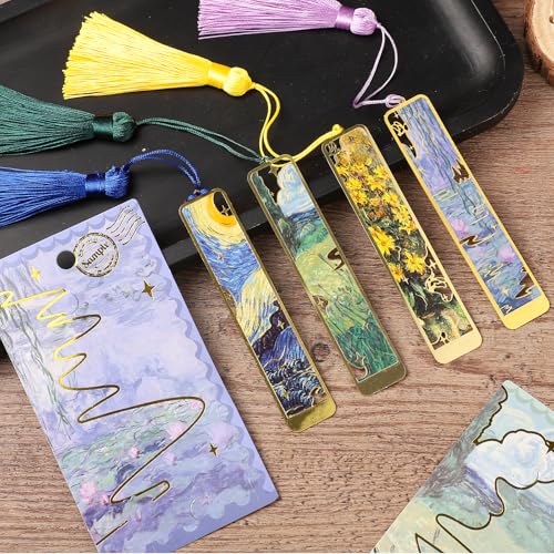 4 Stück Lesezeichen, Lesezeichen Metall im Ölgemälde-Stil Schöne Lesezeichen Bookmark für Frauen Lehrer Geschenk 4 Stück Lesezeichen, Lesezeichen Metall im Ölgemälde-Stil Schöne Lesezeichen Bookmark für Frauen Lehrer Geschenk von Yoosso