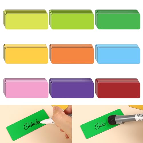 45 Stück Magnetstreifen Beschreibbar, 30x80 mm Magnetband Selbstklebend Magnetschilder zum Beschriften Bunt Magnetische Etiketten Magnet Etiketten für Whiteboard Kühlschrank Magnettafeln (9 Farben) von Yoosso
