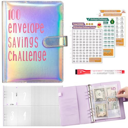 Yootiko 100 Briefumschläge Challenge,Budget Planner A5 Geldsparmappe mit Durchsichtigem Geldumschlag und Magnetknöpfen mit Abwischbarem Whiteboard Marker Geeignet für Zuhause Paare Schule etc Yootiko 100 Briefumschläge Challenge,Budget Planner A5 Geldsparmappe mit Durchsichtigem Geldumschlag und Magnetknöpfen mit Abwischbarem Whiteboard Marker Geeignet für Zuhause Paare Schule etc von Yootiko