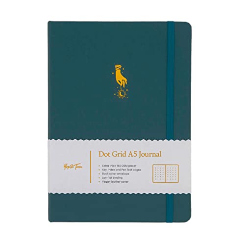Yop & Tom A5-Tagebuch, gepunktet, Tarot-Hand, mit festem Einband aus veganem Leder und extra dickem (160 g/m²) Papier, Deep Ocean von Yop & Tom