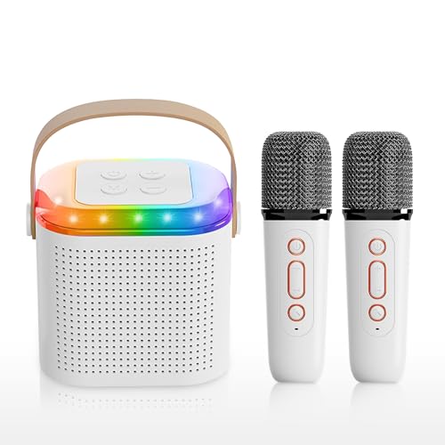 Mini-Karaoke-Maschine für Kinder und Erwachsene mit 2 kabellosen Mikrofonen, geeignet für Familienfeiern, Geburtstage, Mädchen und Jungen von Yopyuenn