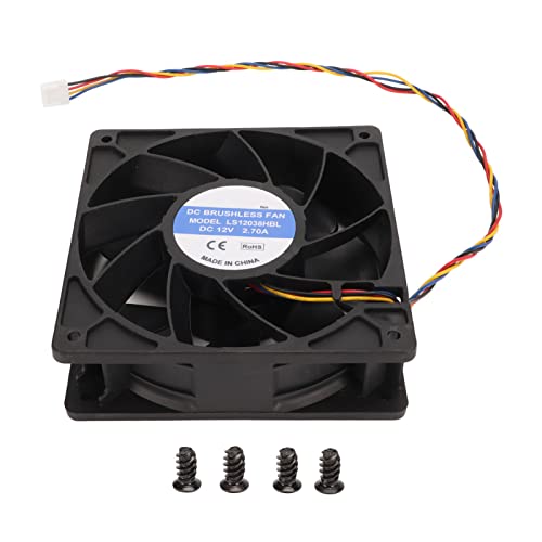 12 Cm Cooling Lüfter 120x38mm 6000 U/Min 12V 2.7A 4Pin FG DC Bürstloser PWM Black Computer Case Kugellager für Server Workstation Cabinet Camera Server von Yosoo Health Gear