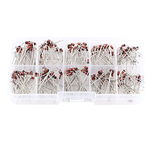 1 W Zener-Dioden-Set, 200 Stück, 10 Werte, Spannungsregeldioden, 1N4728, 1N4729, 1N4730, 1N4731, 1N4732, 1N4733, 1N4734, 1N4735, 1N4736, 1N47373. 37, 3. 3 V - 7,5 V von Yosoo Health Gear