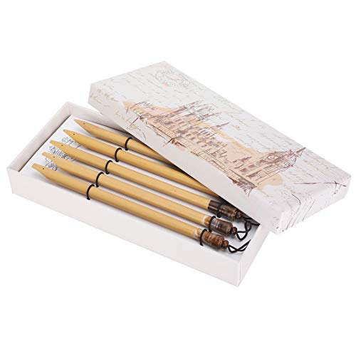 5 Stück Künstler Bambus-Dip-Stift-Set, Kalligraphie-Stift-Set für Anfänger, Hand Gefertigtes Manga-Kalligraphie-Vintage-Zeichenset für DIY-Handwerks Zeichnung Skizzen-Mapping (Spitzenset aus von Yosoo Health Gear