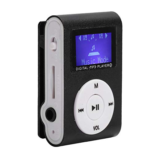 MP3-Player, Tragbarer LCD-Bildschirm, Sport-Musik-Player, Rückenclip-MP3-Player, Unterstützungs-Speicherkarte mit Kopfhörer und USB-Kabel (Schwarz) von Yosoo Health Gear