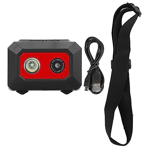 Super HD 1080P DV-Sportkamera, Am Kopf Montierter Action-Video-Camcorder mit DVR-Recorder-Kopfkamera für Fotografische Outdoor-Aufnahmen zu Hause und auf Reisen (Schwarz Rot) von Yosoo Health Gear