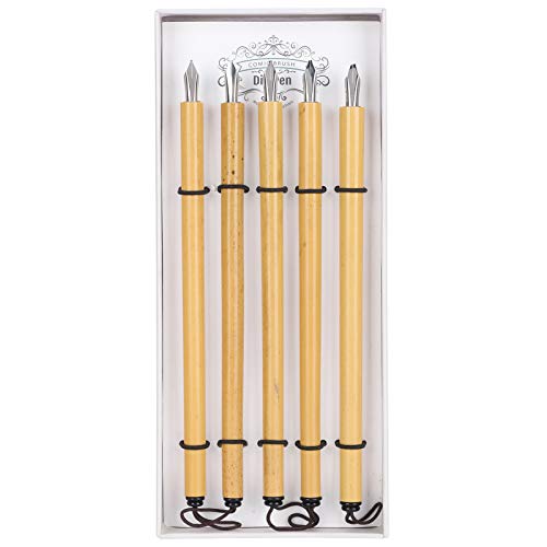 5 STÜCKE Kalligraphie-Bambusstifte, Comic-Dip-Stift, Kalligraphie-Dip-Stift für Arabisches Kalligraphie-Schreiben (Abgewinkelter Federsatz) von Yosoo Health Gear
