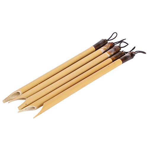 Yosoo Health Gear Qalam-Stifte aus Bambusrohr, 5 Kalligraphie-Dip-Stifte, Handgefertigte Vintage-Manga-Kalligraphie-Stifte Zum Schreiben, Zeichnen, Malen (Spitzenset aus natürlichem Bambus) von Yosoo Health Gear