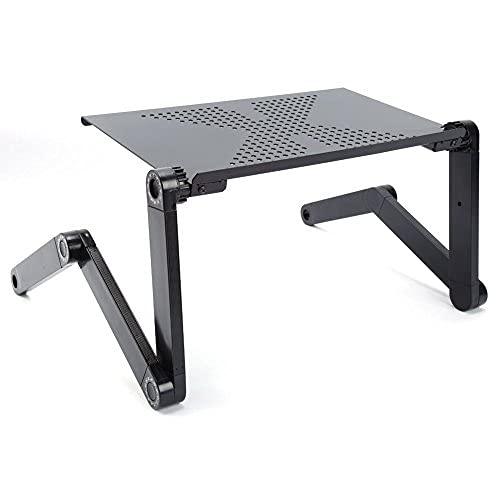 360 ° Verstellbarer Laptop-Tisch in Bettwäsche Bett-Tablett Ständer Multifunktionsgerät und Ergonomie Design Tisch Premium Aluminium Lapdesks mit Maus Dichtung (schwarz) von Yosoo