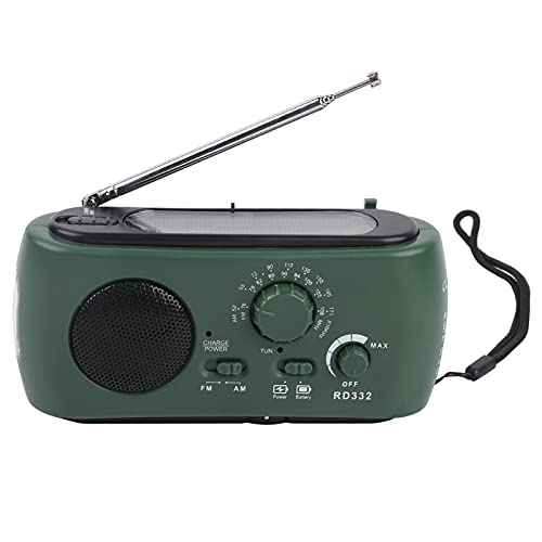 Notrufradio, Solar-Handkurbel, AM/FM-Radio mit LED-Taschenlampe Nottelefon-Ladegerät für Zuhause, Camping oder Überleben (Dunkelgrün) von Yosoo