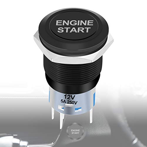 Startknopf Zündschloss, Engine Start Button, KFZ Startknopf, Motor-starttaste, Starterknopf Anlasser, 12v Wasserdichter LED-tastenschalter Zündstarter Ein/aus Auto-motortaste(schwarz) von Yosoo