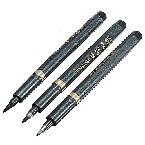 Yosoo 3PZ Wasser Pinsel Waterbrush Stifte Kunst Pinsel die Befeuchtung Kalligraphie Aquarell Stift Stift Bürste Set Manga für Schreiben Zeichnen Beruf - Schwarz von Yosoo