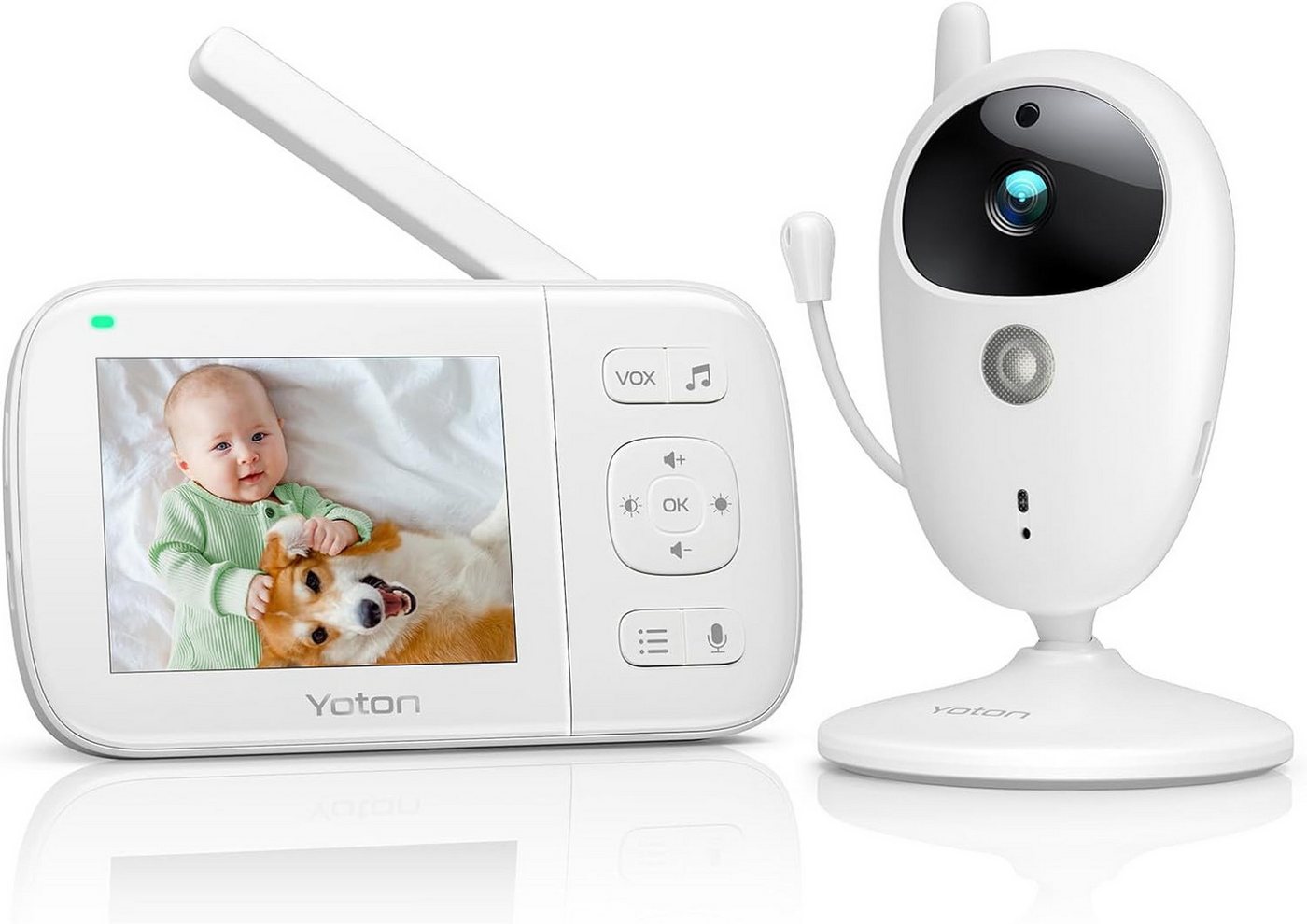 Yoton Video-Babyphone Babyphone mit Kamera, set, Babyphone, 3,5-Zoll-LCD, Nachtsicht, Zwei-Wege-Audio, Temperaturanzeige von Yoton