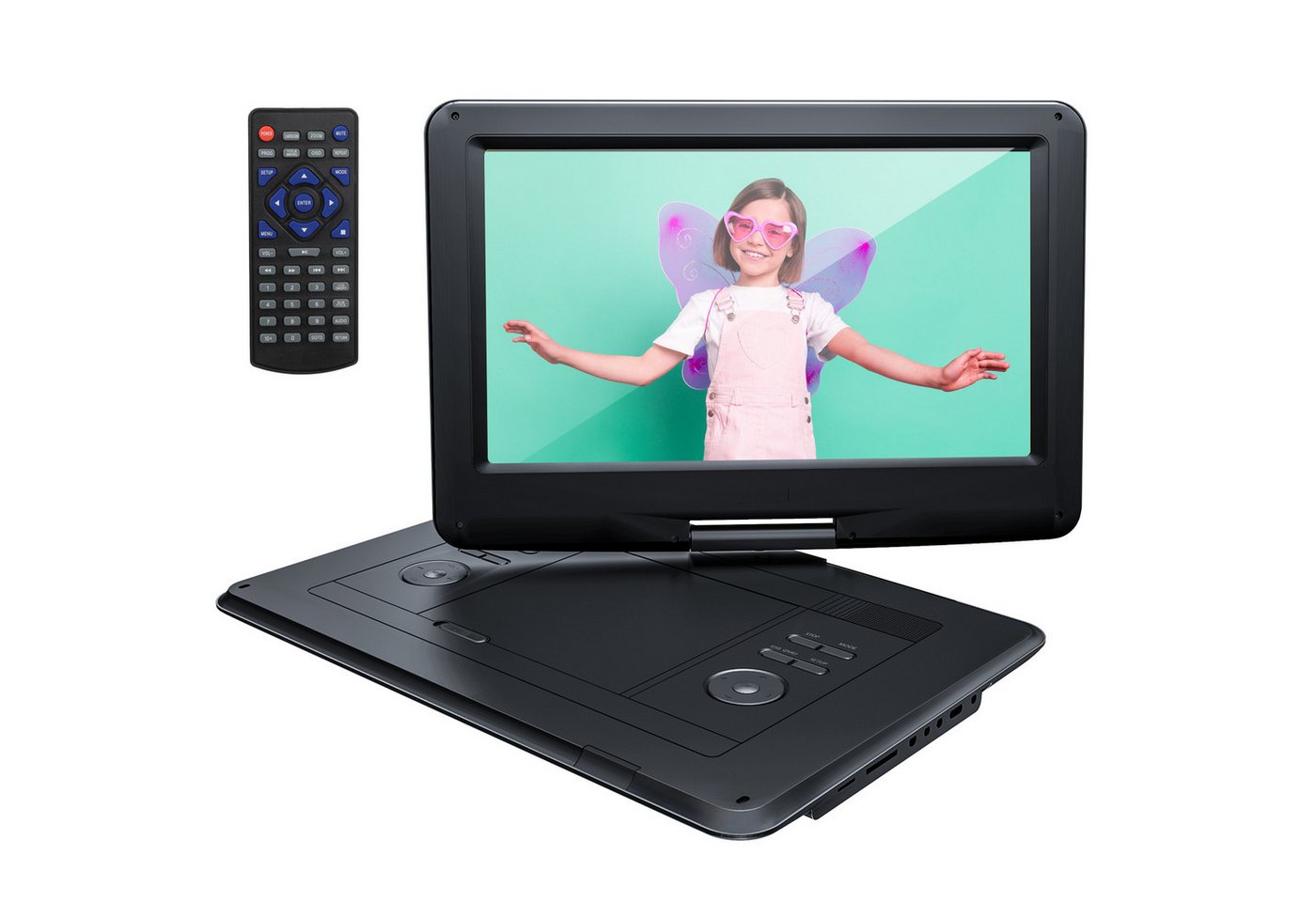 Yoton YD155 Portabler DVD-Player (15.5 inch, Haltepunkt-Speicherfunktion, Monitor klapp- & drehbar, USB/SD) von Yoton