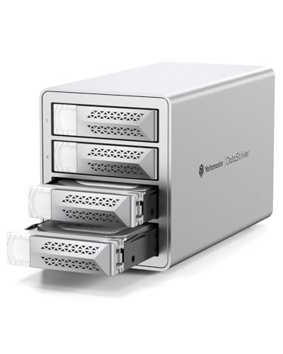 Yottamaster 4 Bay Festplattengehäuse Daisy-Chain, Type C 10Gbps Aluminum Externe Festplatte Gehäuse, HDD Docking Station für 2.5"/3.5" HDD & SSD, Unterstützung 4X22TB, Lüfter Innerhalb[VN400C3] von Yottamaster
