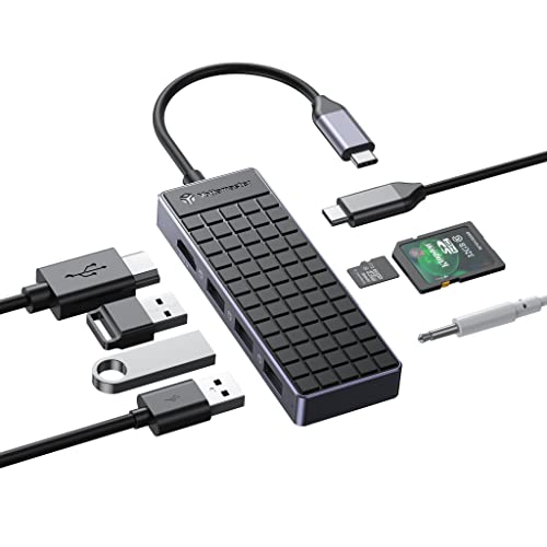 Yottamaster 8-Port USB C Hub mit HDMI 4K, Power Delivery 100 W, SD/TF Kartenleser, USB-A 3.0 x 3, 3.5 mm Audio, Tragbarer USB Hub für Windows/Mac OS/Linux Laptops von Yottamaster